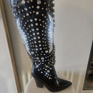 Sold out! Black Over the Knee Boots with Studded Detailing